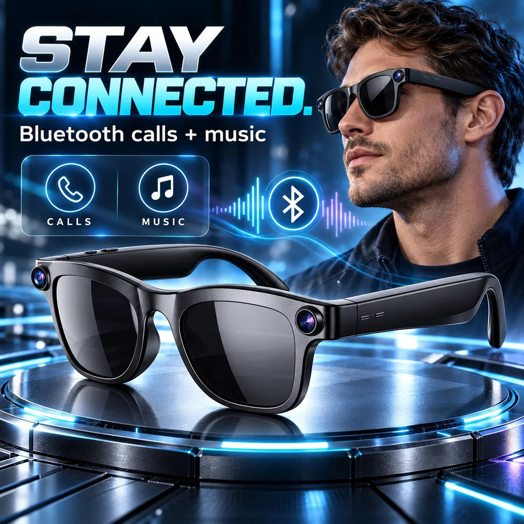 📸 Smart Camera Glasses – Dual-Camera POV Photos & Bluetooth Audio